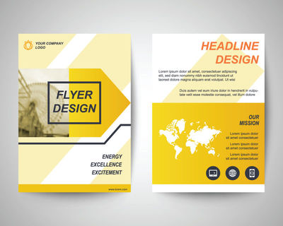 矢量宣传册平面设计模板图片-黄色几何排版的矢量宣传册平面设计模板素材 .